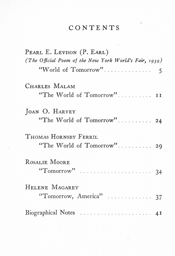 Prize Poems of the 1939 New York World's Fair