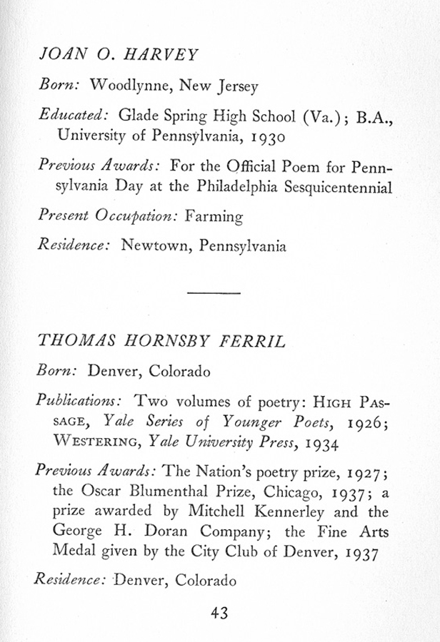 Prize Poems of the 1939 New York World's Fair