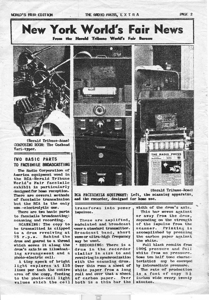 RCA's Radio Press Fax Newspaper