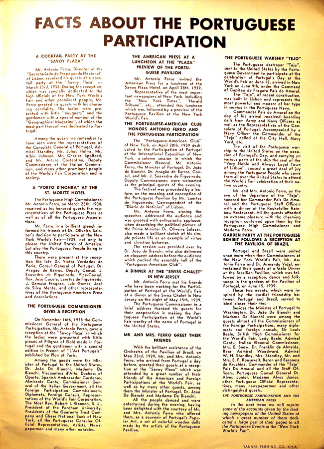 Portugal 1939 Fair Brochure