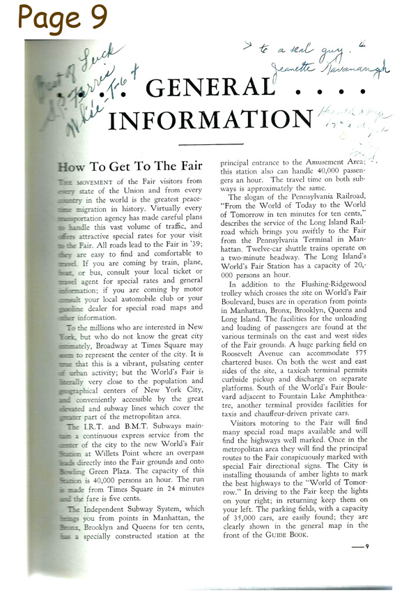 Signed 1939 Guide Book