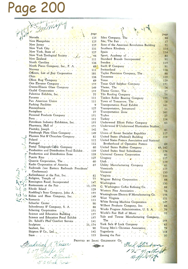 Signed 1939 Guide Book