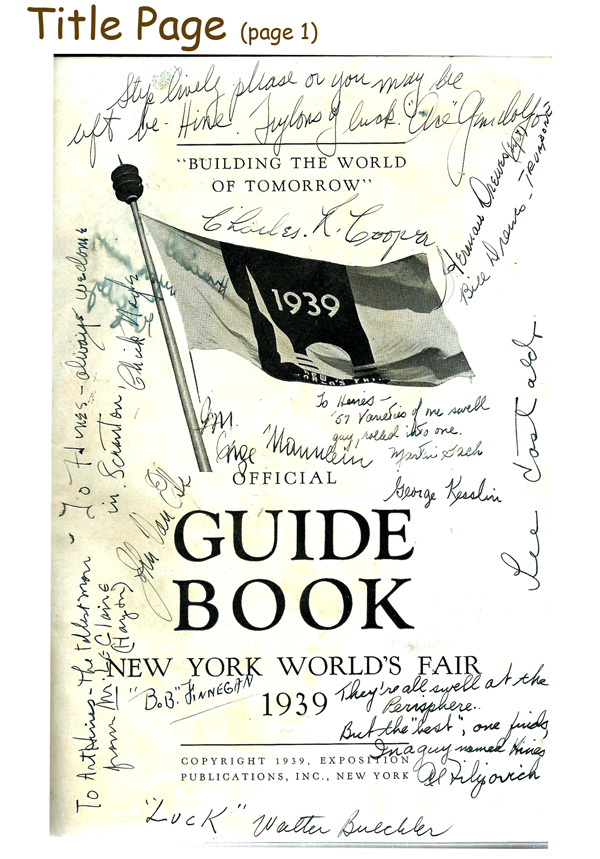 Signed 1939 Guide Book