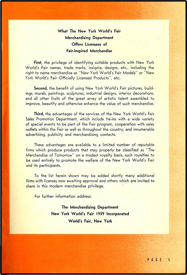 1939 World's Fair Licensed Merchandise