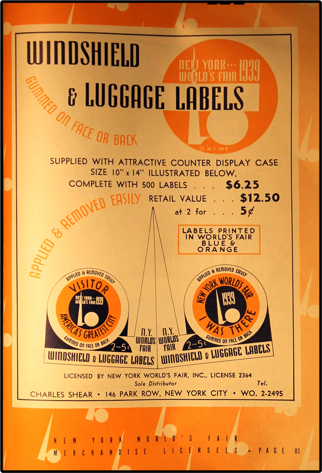 1939 World's Fair Licensed Merchandise