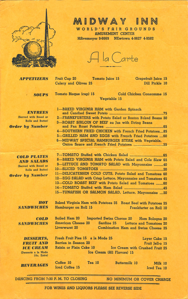 Midway Inn Menu