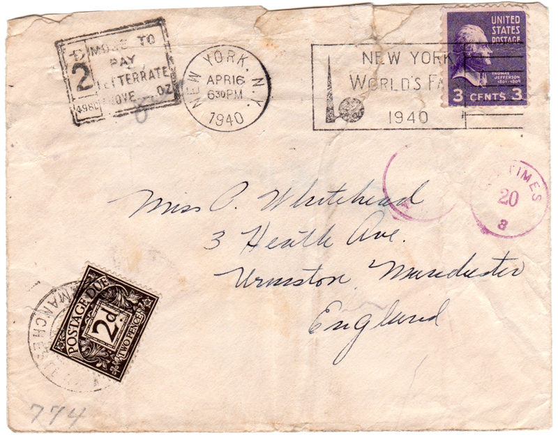 Postage Due in Manchester England