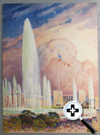 World's Fair Federal Building Watercolor Painting by Ted Kautzky