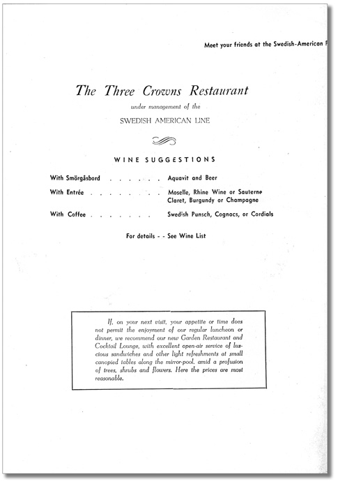 Three Crowns Restaurant Menu