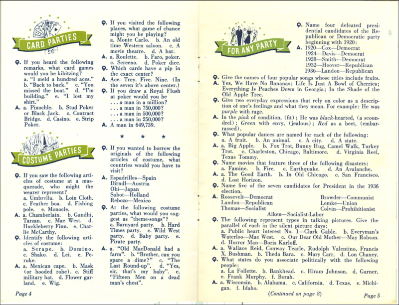 Canada Dry's Party Games Booklet