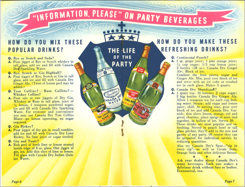 Canada Dry's Party Games Booklet