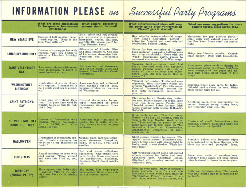 Canada Dry's Party Games Booklet
