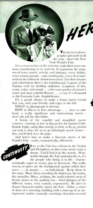 Cine-Kodak at the Fair Flyer 1939