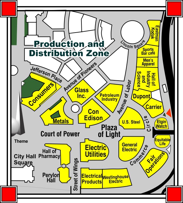 1939 New York World's Fair - Production & Distribution Zone Map