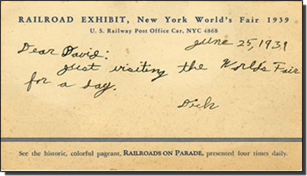 Personal note from the Railroads exhibit.